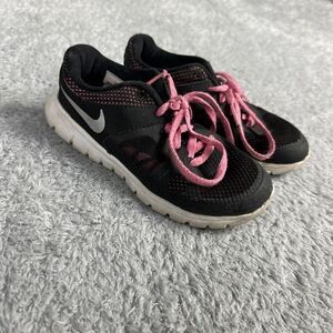 Nike Girls Athletic Sneakers  12C Black Pink Lace Up